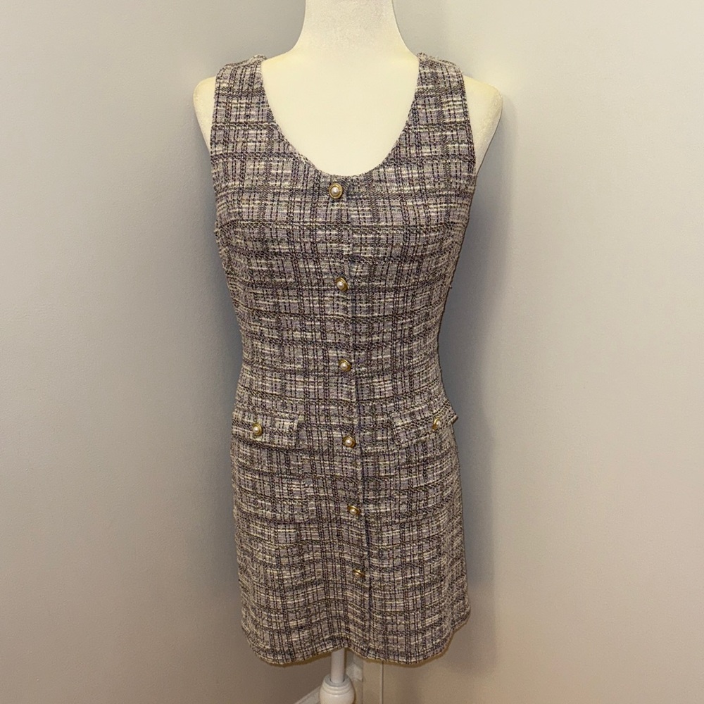 Elegant Tweed Sleeveless Dress